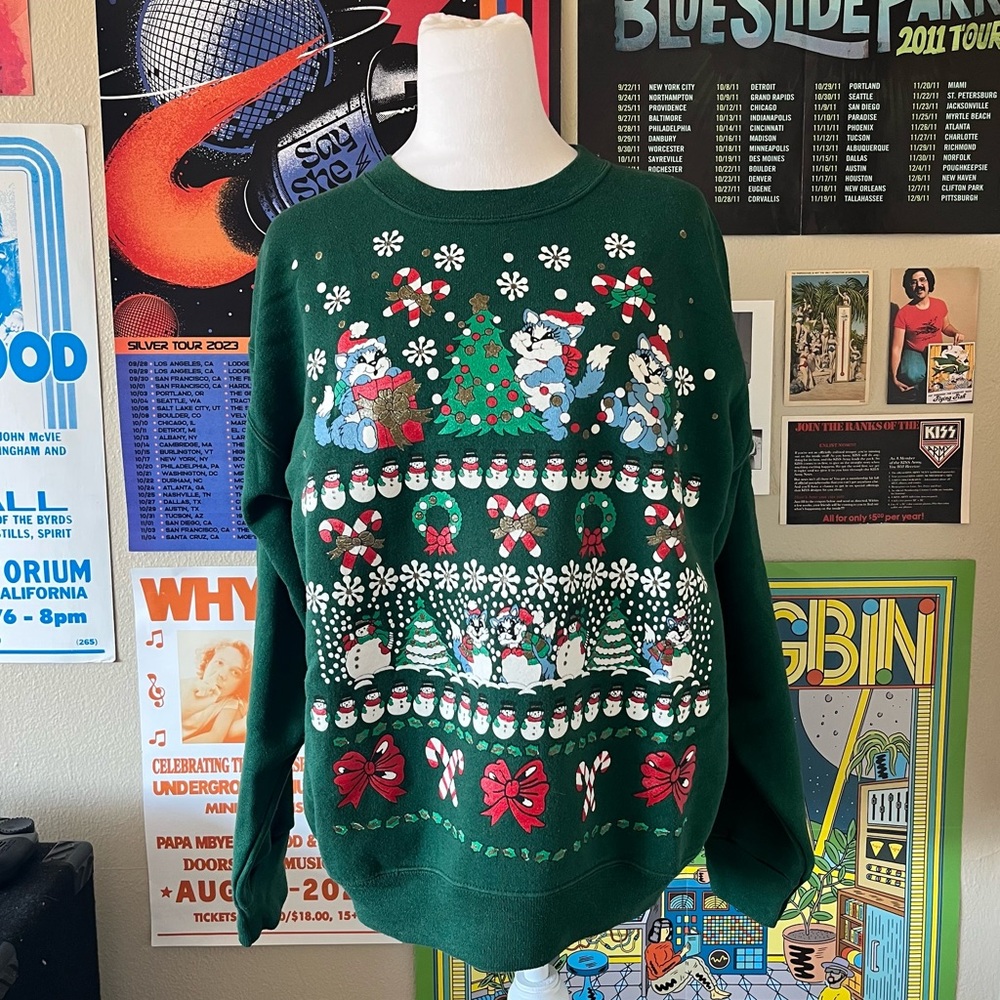 Green vintage 90s holiday crewneck sweatshirt